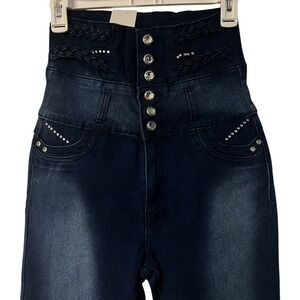 Danesi Jeans High Waist Butt Lifter Skinny Jeans Rhinestone‎ Embellished Size 11